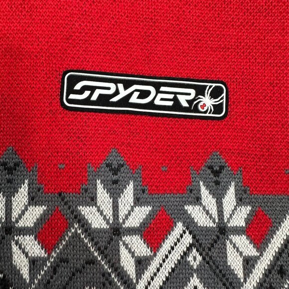 Spyder Wind Stopper Wool Red Gray Sweater Jacket 1/4 Zip Lined Mens Size Large - Picture 4 of 11